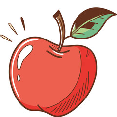 Charming Cartoon Apple with Leaf