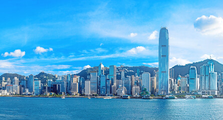 2025 August Hong Kong Victoria Harbor skyline in daytime financial hub commercial centre  © Shing Chan