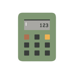 Calculator on white background. Isolated vector illustration in flat cartoon style. Back to school, Educational design element. For fabric, wrapping, cards, textile, wallpaper, apparel.