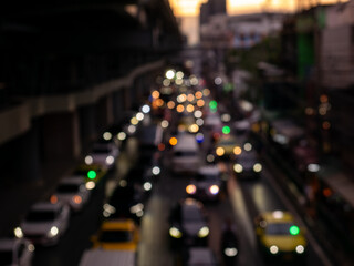 Abstract Night Traffic Bokeh with Colorful Car Lights and Urban Street Scene