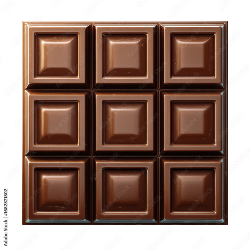 Poster deliciously square dark chocolate bar isolated on a transparent canvas creating a tempting treat
