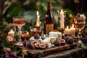 Fototapeta premium A rustic, elegant cheese and wine platter