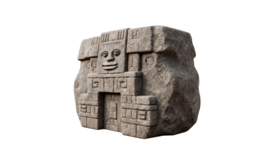 Ancient Stone Carving with Anthropomorphic Face