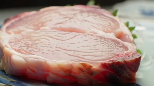 Premium hamachi kama sashimi video showcasing fresh, delectable yellowtail collar presentation