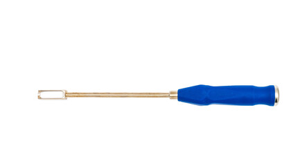 Neurosurgery surgical tool. This blue-handled surgical tool is designed for precision in neurosurgery.