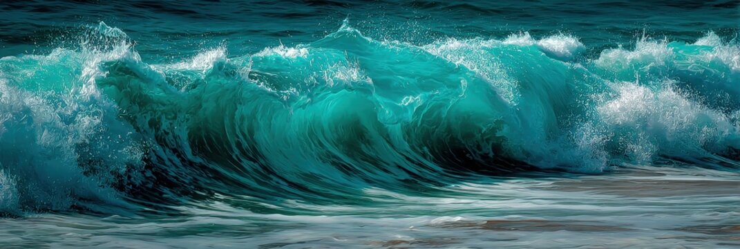 Powerful turquoise waves crashing on shore (1)