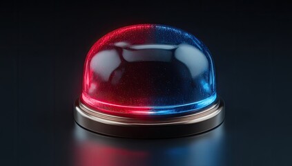 3D rendered police button, red & blue light