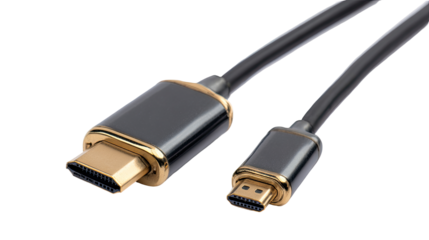 Black HDMI cable with gold connectors
