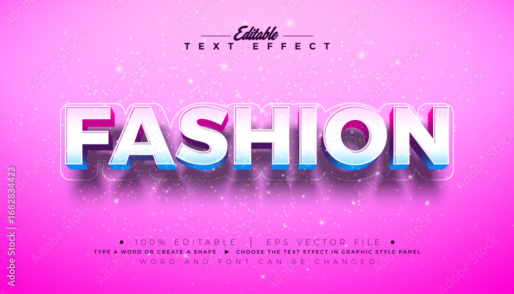 Fototapete fashion 3d text effect design editable and scalable vector graphic style effect with shadow and bold
