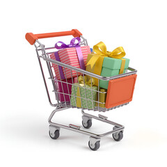 shopping cart full of gifts