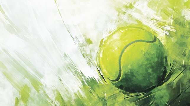 Dynamic tennis ball in motion on abstract court