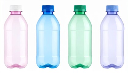 isolated empty plastic colorful bottle on white background