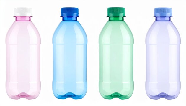 isolated empty plastic colorful bottle on white background