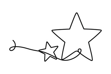 One Line Drawing of Star | Minimalist Cosmic Symbol Vector