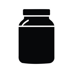 Simple Black Jar Icon Design for Food Storage and Canning Projects, protein powder jar silhouette vector illustration
