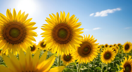 Obraz premium Sun-Drenched Sunflower Field: A Summer Bloom