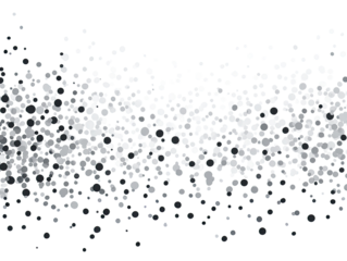 Abstract monochrome confetti pattern on a black background