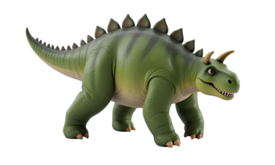Friendly Green Dinosaur with Spikes and Horns