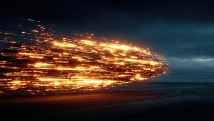 Obraz premium Fiery, streaking object in dark sky