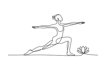 One Line Drawing of Woman in Yoga Pose | Editable Stroke Vector Illustration