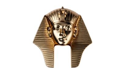 Golden Pharaoh Mask on White Background