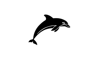 Fototapeta premium Black Silhouette of a Dolphin Leaping isolate seasons surreal collage spooky