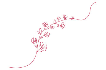 Minimalist Vector of Flower Branch in Continuous Line | Editable Stroke Design
