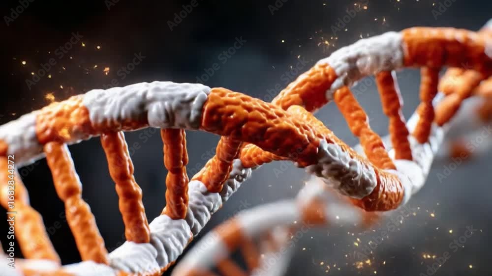 Aufkleber dna helix: a macro-level artistic rendering of a dna double helix showcases the intricate beauty of 