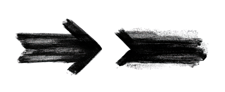 Two hand-drawn, textured black arrows pointing right