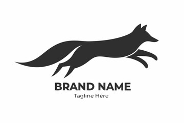 Leaping Fox Logo On White Background Silhouette Design