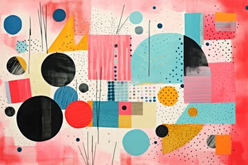 Obraz premium Polka dots pattern collage art.