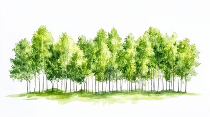 Serene birch trees standing in peaceful forest during daytime