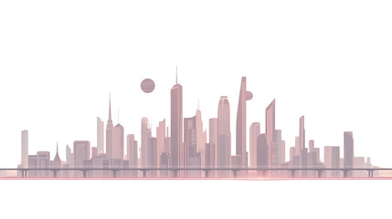 Obraz premium Modern City Skyline Buildings Urban Landscape Elevated Highway Dusk seasons