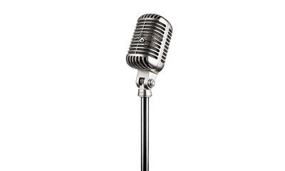 Fototapeta premium Retro Microphone on Stand Isolated on White
