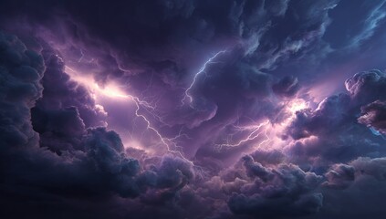 Fototapeta premium Dramatic storm clouds filled with lightning