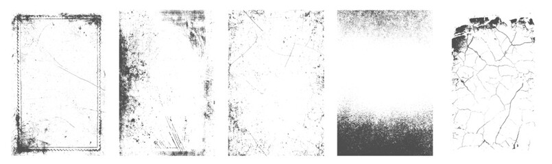 Grunge Black & White Texture – Scratches, Cracks, Dust, and Dirt Surface Pattern, Distressed overlay texture overlay vector textures set featuring damaged vector design on transparent background.