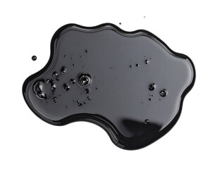 motor oil puddle splash isolated on transparent background, top view