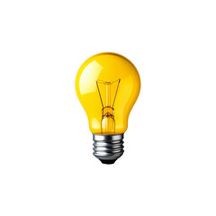 Single yellow fluorescent light bulb isolated on white background