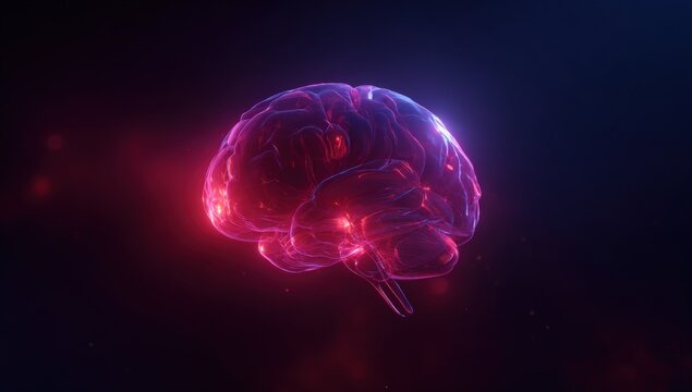 Glowing brain in vibrant hues - Powered by Adobe