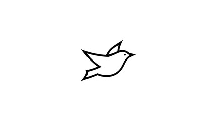 Fototapeta premium Simple black outline of a stylized bird in flight with distinct tail feathers