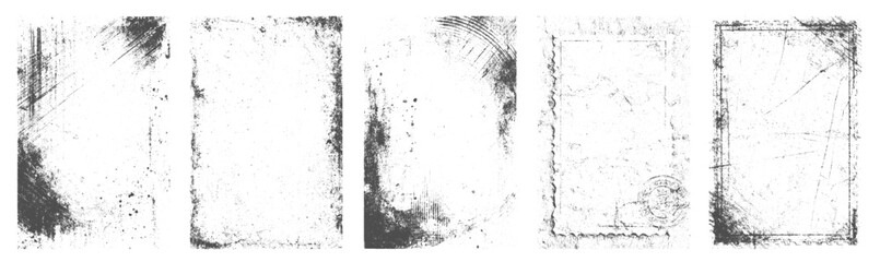 Grunge Black and White Urban Vector set Texture Frames Abstract Scratch Black and White Distressed Texture Dust Overlay Noise Random Gritty Scattered Particle Backdrop vector design whit background.
