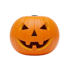 Classic Carved Halloween Jack O Lantern Pumpkin with a Spooky Face. isolated transparent background