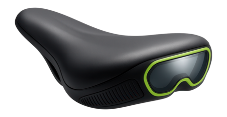 Commuter bike saddle with reflective rear panel and rubberized grip