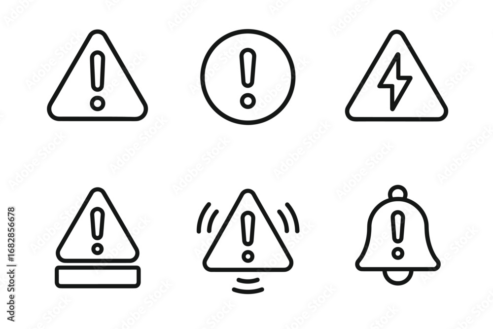 Poster Collection of simple warning and alert icon designs for notifications