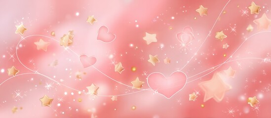 Delicate pink background with hearts and stars