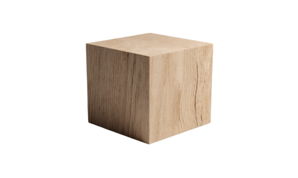 Wooden Cube on a Neutral Background