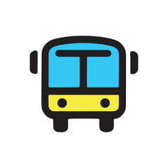 A bus blue and yellow