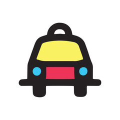 Obraz premium A cartoon car with blue and yellow lights