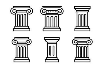 Obraz premium Set of six classical column designs: ionic and doric styles illustrated