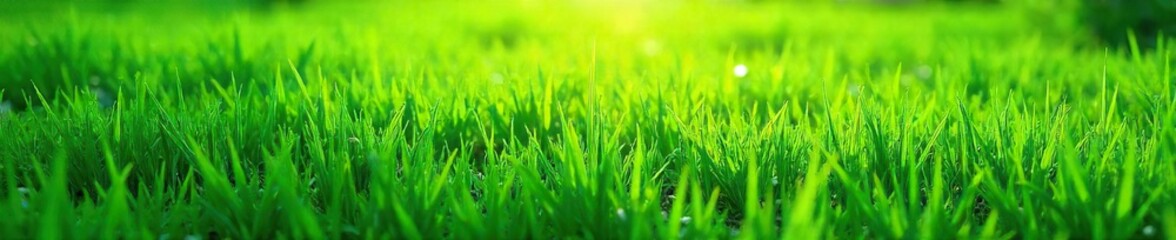 Fototapeta premium Lush green grass background, perfect for spring and summer projects Vibrant texture, ideal for websites, presentations, and more High-resolution image for crisp detail , stems, foliage